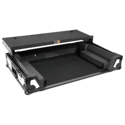 Flight Case for Pioneer DDJ-REV7 DJ Controller with Laptop Shelf 1U Rack Space and Wheels - White Black