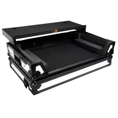 Flight Case for Pioneer DDJ-REV7 DJ Controller with Laptop Shelf 1U Rack Space and Wheels - White Black