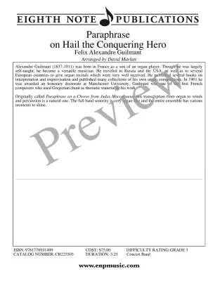 Paraphrase on Hail the Conquering Hero - Guilmant/Marlatt - Concert Band - Gr. 3