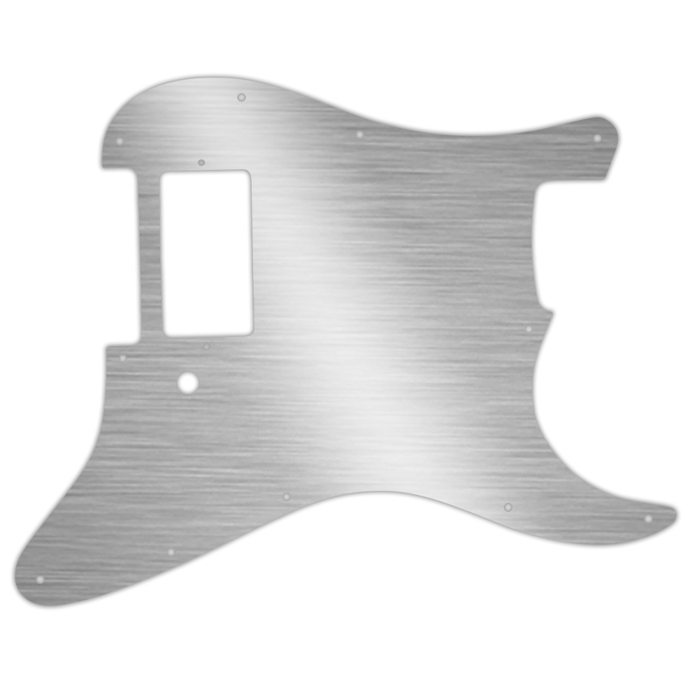 Custom Pickguard For Single Humbucker Fender Stratocaster - Simulated Brushed Silver/Black