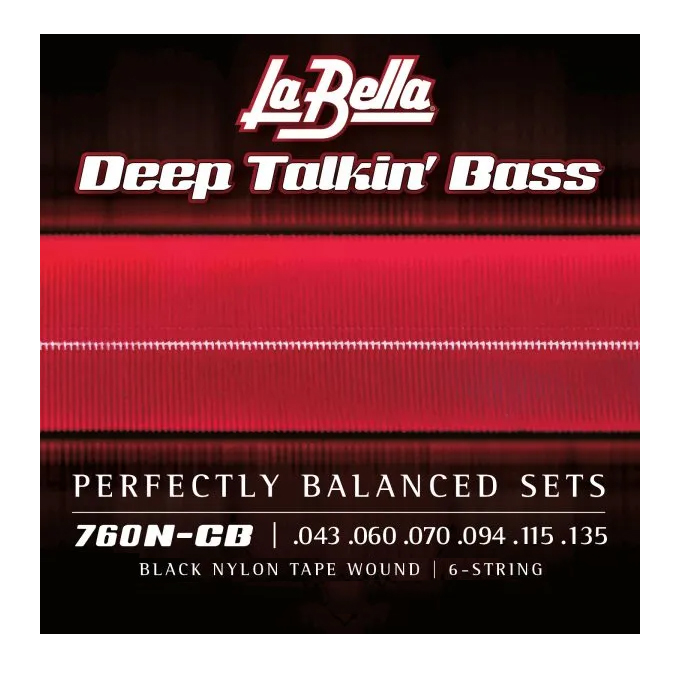 760N-CB-S Black Nylon Tape Wound 6-String Bass Guitar Set (43-135)