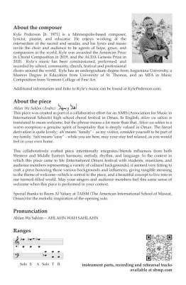 Ahlan Wa Sahlan (Welcome) - Pederson - SATB