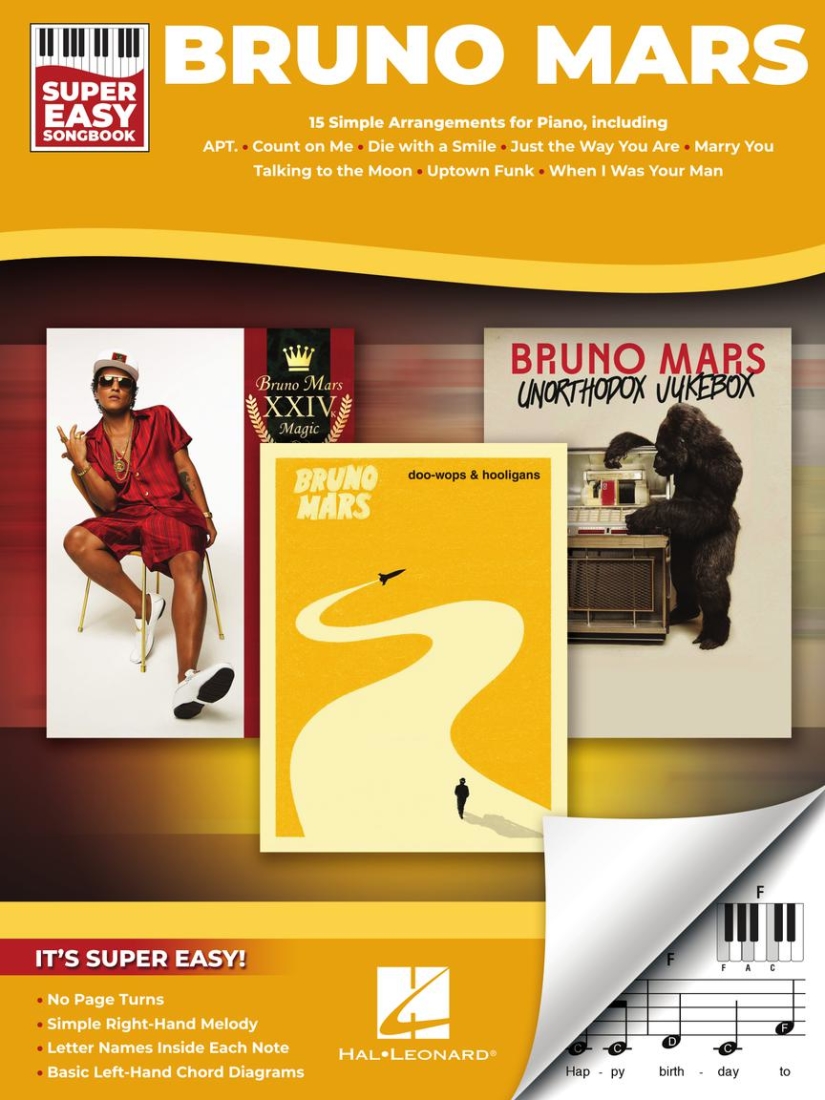Bruno Mars: Super Easy Songbook - Mars - Easy Piano - Book