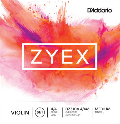 Zyex Violin String Set with Aluminum D, 4/4 Scale, Medium Tension