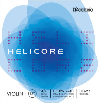 H310W 4/4H - Helicore Violin String Set with Wound E, 4/4 Scale, Heavy Tension