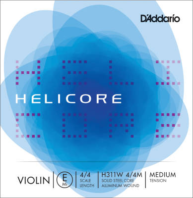 DAddario Orchestral - H311W 4/4M - Helicore Violin Single Aluminum Wound E String, 4/4 Scale, Medium Tension