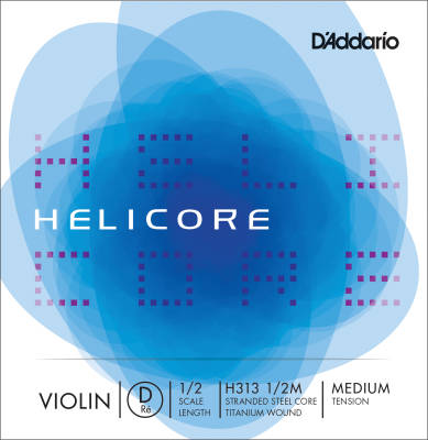H313 1/2M - Helicore Violin Single D String, 1/2 Scale, Medium Tension