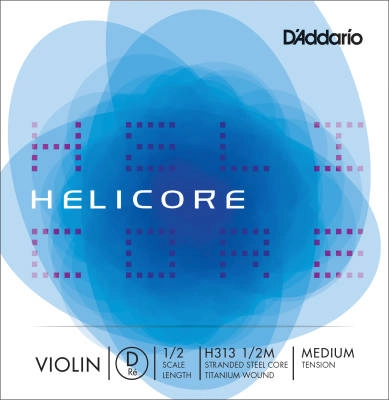 DAddario Orchestral - H313 1/2M - Helicore Violin Single D String, 1/2 Scale, Medium Tension