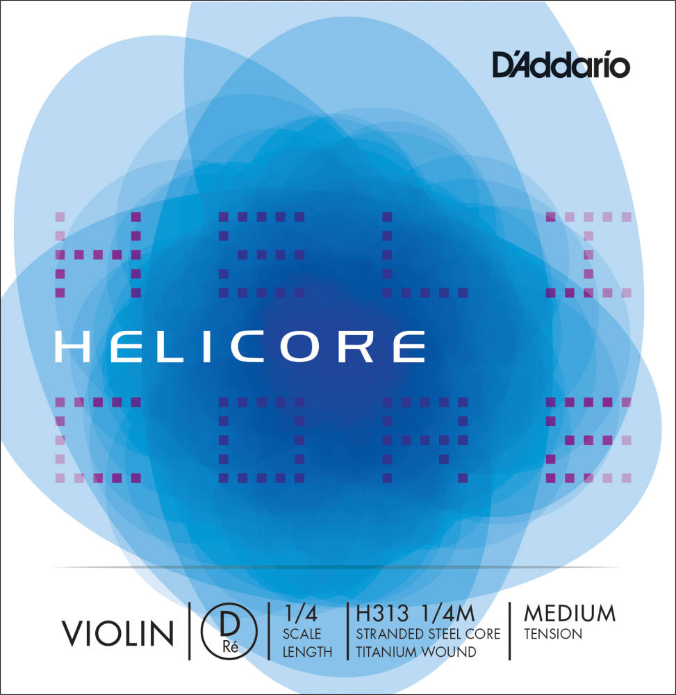 H313 1/4M - Helicore Violin Single D String, 1/4 Scale, Medium Tension
