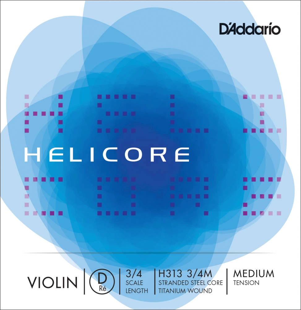 H313 3/4M - Helicore Violin Single D String, 3/4 Scale, Medium Tension