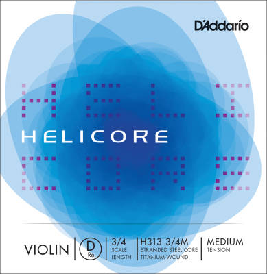 DAddario Orchestral - H313 3/4M - Helicore Violin Single D String, 3/4 Scale, Medium Tension
