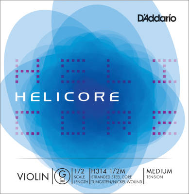 H314 1/2M - Helicore Violin Single G String, 1/2 Scale, Medium Tension