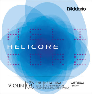 DAddario Orchestral - H314 1/8M - Helicore - Corde individuelle de Sol pour violon 1/8 - Tension moyenne