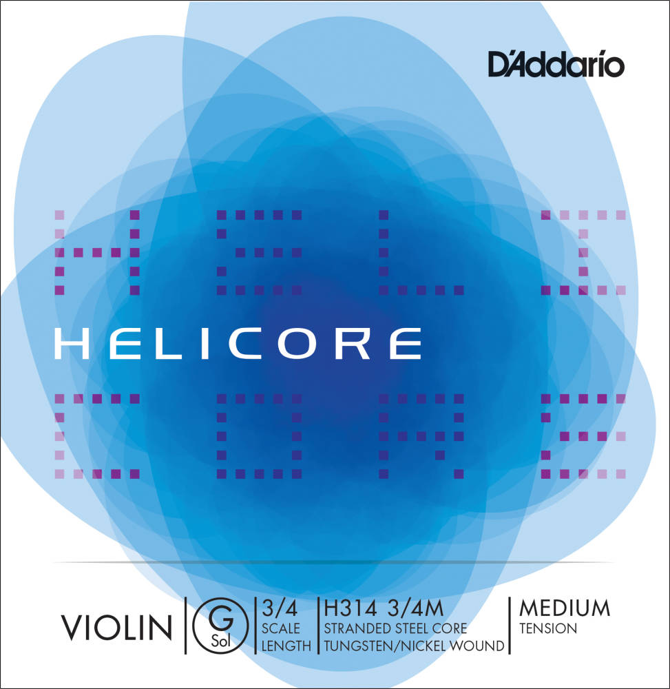 H314 3/4M - Helicore Violin Single G String, 3/4 Scale, Medium Tension