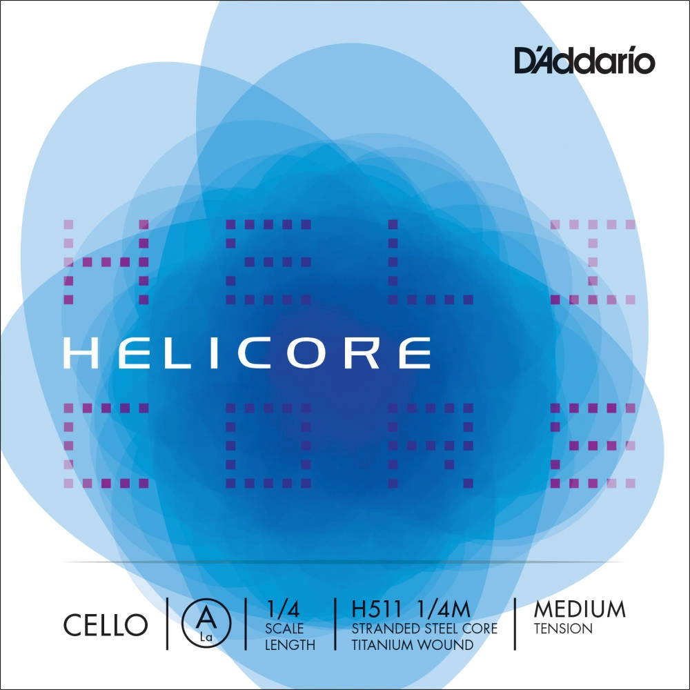 H511 1/4M - Helicore Cello Single A String, 1/4 Scale, Medium Tension