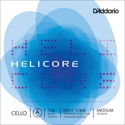 DAddario Orchestral - H511 1/4M - Helicore Cello Single A String, 1/4 Scale, Medium Tension