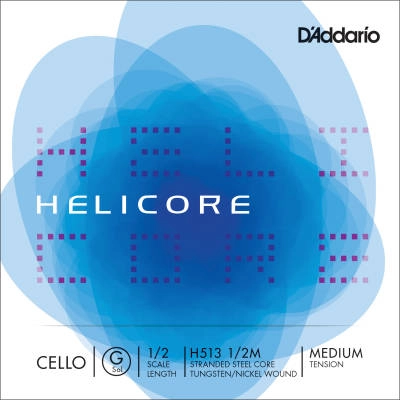 DAddario Orchestral - H513 1/2M - Helicore Cello Single G String, 1/2 Scale, Medium Tension