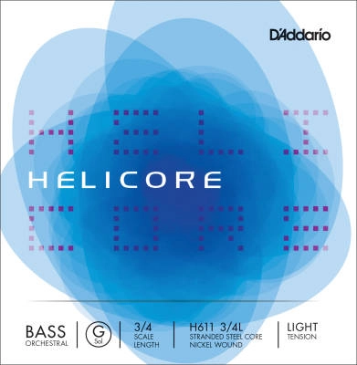 DAddario Orchestral - H611 3/4L - Helicore Orchestral Bass Single G String, 3/4 Scale, Light Tension