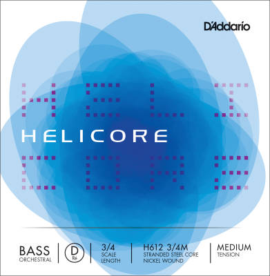 H612 3/4M - Helicore Orchestral Bass Single D String, 3/4 Scale, Medium Tension
