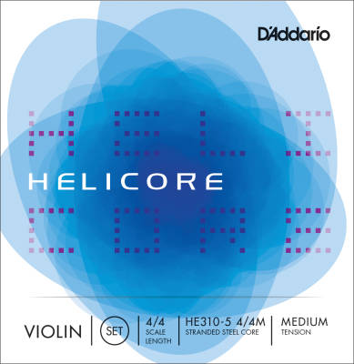 DAddario Orchestral - HE310-5 4/4M - Helicore Violin 5-String Set, 4/4 Scale, Medium Tension