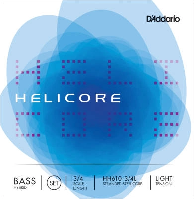 DAddario Orchestral - HH610 3/4L - Helicore Hybrid Bass String Set, 3/4 Scale, Light Tension