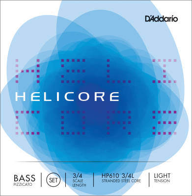 DAddario Orchestral - HP610 3/4L - Helicore Pizzicato Bass String Set, 3/4 Scale, Light Tension