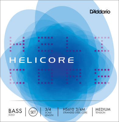 DAddario Orchestral - HS610 3/4M - Helicore Solo Bass String Set, 3/4 Scale, Medium Tension