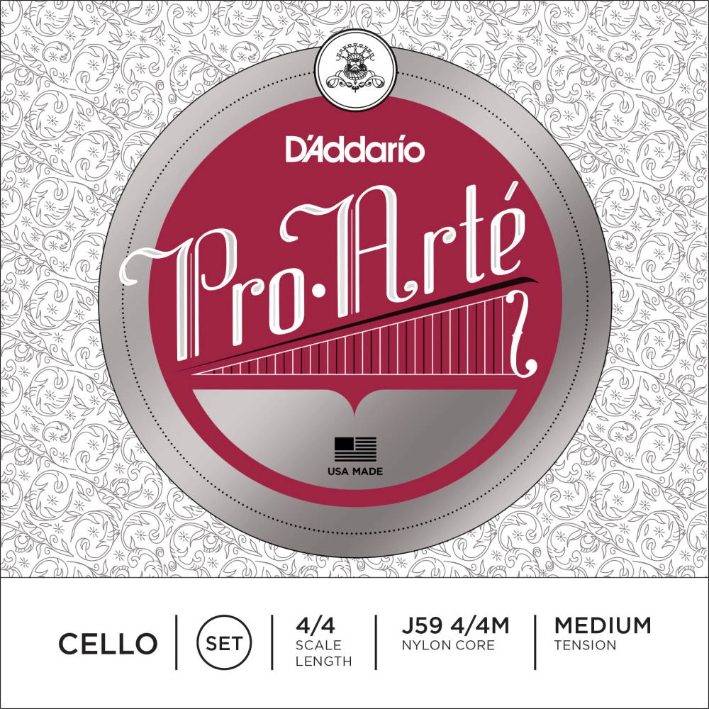 J59 4/4M - Pro-Arte Cello String Set, 4/4 Scale, Medium Tension