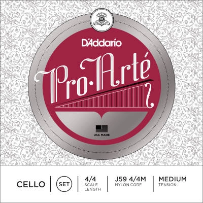 DAddario Orchestral - J59 4/4M - Pro-Arte Cello String Set, 4/4 Scale, Medium Tension