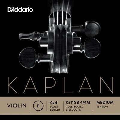DAddario Orchestral - K311GB 4/4M - Kaplan Gold-Plated Ball End Violin Single E String, 4/4 Scale, Medium Tension