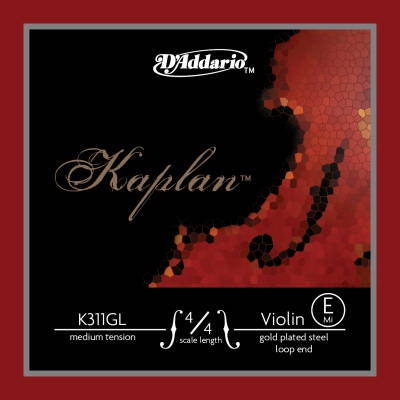 DAddario Orchestral - K311GL 4/4M - Kaplan Gold-Plated Loop End Violin Single E String, 4/4 Scale, Medium Tension