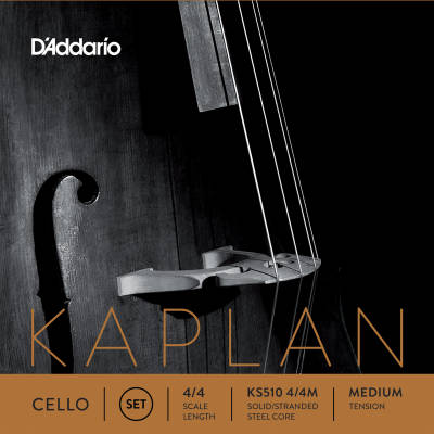 DAddario Orchestral - KS510 4/4M - Kaplan Cello String Set, 4/4 Scale, Medium Tension