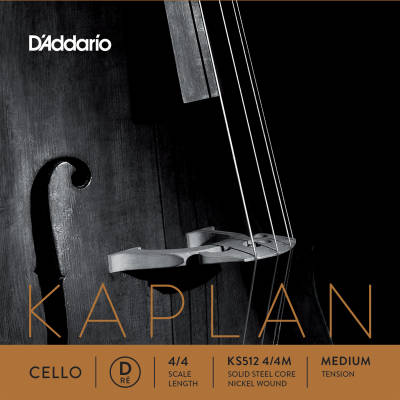 KS512 4/4M - Kaplan Cello Single D String, 4/4 Scale, Medium Tension