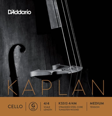 DAddario Orchestral - KS513 4/4M - Kaplan Cello Single G String, 4/4 Scale, Medium Tension