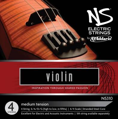 DAddario Orchestral - NS310 - NS Electric Violin String Set, 4/4 Scale, Medium Tension