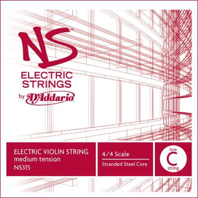 DAddario Orchestral - NS315 -  NS Electric Violin Single Low C String, 4/4 Scale, Medium Tension