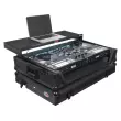Flight Style Road Case For RANE Four or RANE Performer DJ Controller with Laptop Shelf 1U Rack Space LED and Wheels - Black