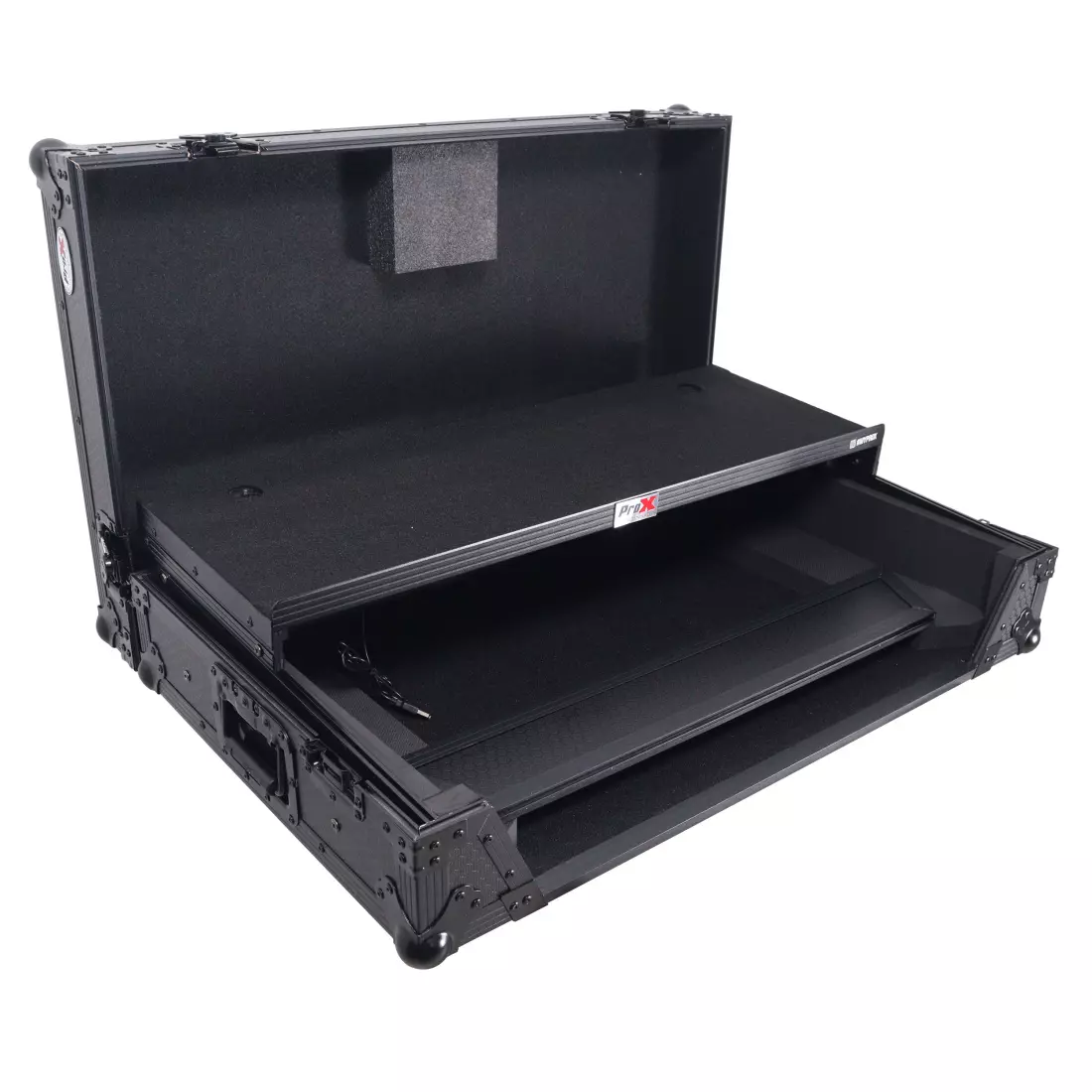 ATA Flight Style Road Case for RANE Four / RANE Performer DJ Controller with Laptop Shelf, 1U Rack Space, LED and Wheels - Black