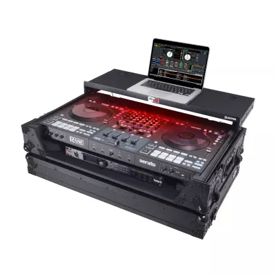 ATA Flight Style Road Case for RANE Four / RANE Performer DJ Controller with Laptop Shelf, 1U Rack Space, LED and Wheels - Black
