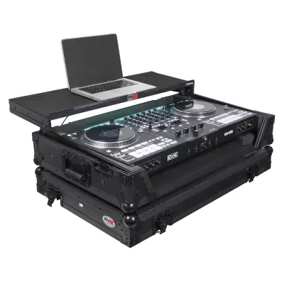 ATA Flight Style Road Case for RANE Four / RANE Performer DJ Controller with Laptop Shelf, 1U Rack Space, LED and Wheels - Black