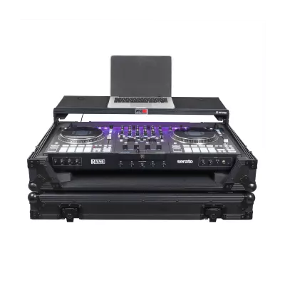 ATA Flight Style Road Case for RANE Four / RANE Performer DJ Controller with Laptop Shelf, 1U Rack Space, LED and Wheels - Black