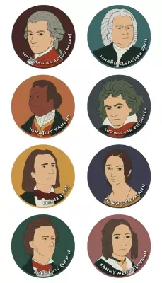 Debra Wanless Music - Composer Stickers - 24 Pack