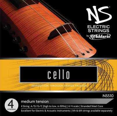 DAddario Orchestral - NS510 - DAddario NS Electric Cello String Set, 4/4 Scale, Medium Tension