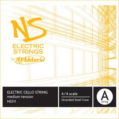DAddario Orchestral - NS511 - DAddario NS Electric Cello Single A String, 4/4 Scale, Medium Tension