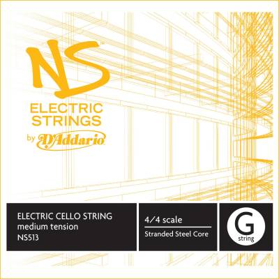 DAddario Orchestral - NS513 - DAddario NS Electric Cello Single G String, 4/4 Scale, Medium Tension