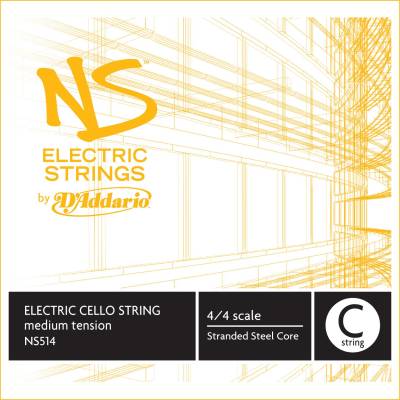 DAddario Orchestral - NS514 - DAddario NS Electric Cello Single C String, 4/4 Scale, Medium Tension