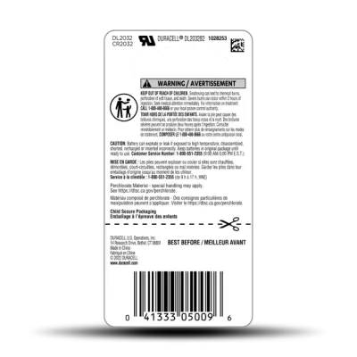 2032 Lithium Coin Battery with Bitter Coating (2 Pack)