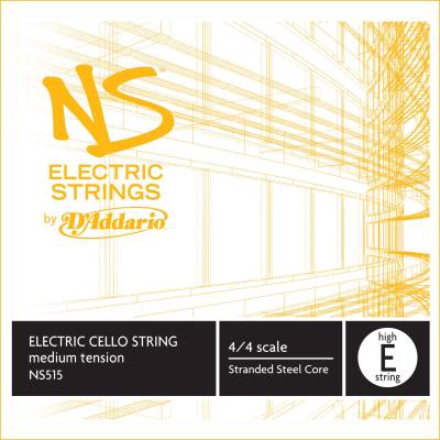 DAddario Orchestral - NS515 - NS Electric Cello Single High E String, 4/4 Scale, Medium Tension