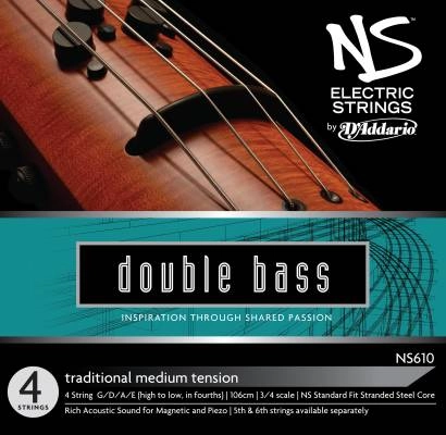 DAddario Orchestral - NS610 - NS Electric Traditional Bass String Set, 3/4 Scale, Medium Tension