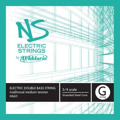 NS611 - D\'Addario NS Electric Traditional Bass Single G String, 3/4 Scale, Medium Tension